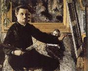 Gustave Caillebotte The self-portrait in front of easel oil on canvas
